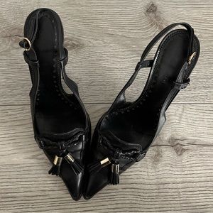 SOLD Vintage YSL Saint Laurent Bow Slingback Heels 37